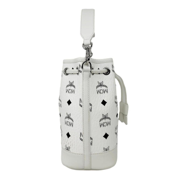 MCM Dessau Drawstring Mini Visetos Monogram Canvas Crossbody Bag White