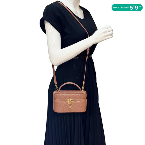 YVES SAINT LAURENT Gaby Vanity Quilted Leather Crossbody Bag Barely Pink