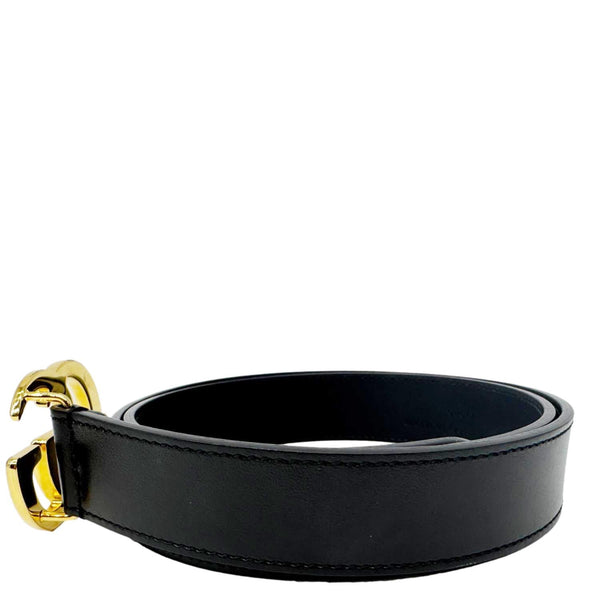 GUCCI GG Buckle Marmont Thin Leather Belt Size 85.34 Black 414516