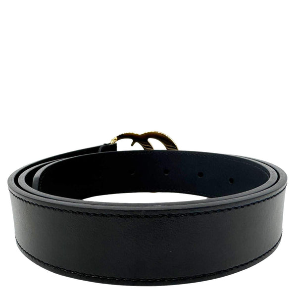 GUCCI GG Buckle Marmont Thin Leather Belt Size 85.34 Black 414516