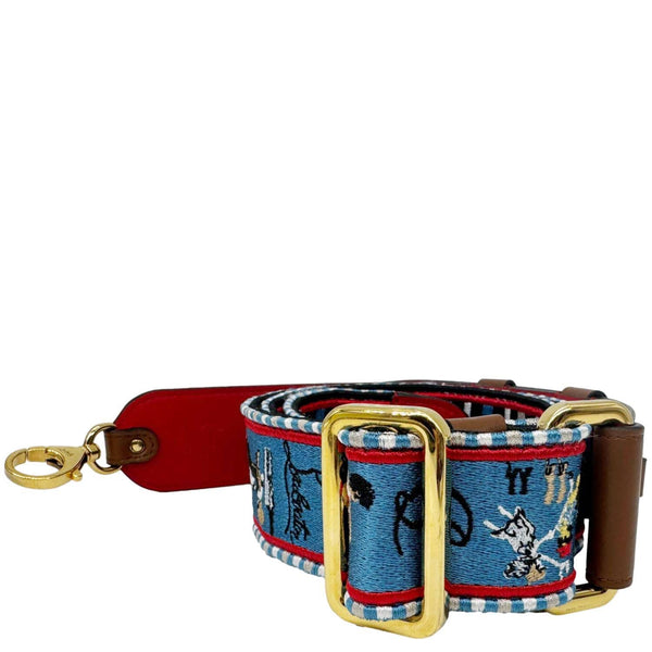 CHRISTIAN LOUBOUTIN Greekaba Embroidered Leather Bag Strap Blue