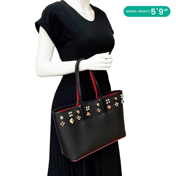 CHRISTIAN LOUBOUTIN Cabata Stud-Embellished Leather Tote Bag Black