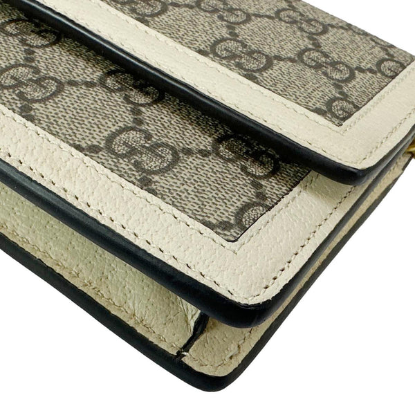 GUCCI Web Queen Margaret Mini GG Supreme Canvas Chain Wallet Beige 476079