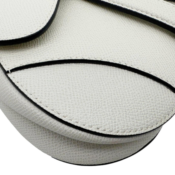 CHRISTIAN DIOR Saddle Leather Satchel Shoulder Bag Off White