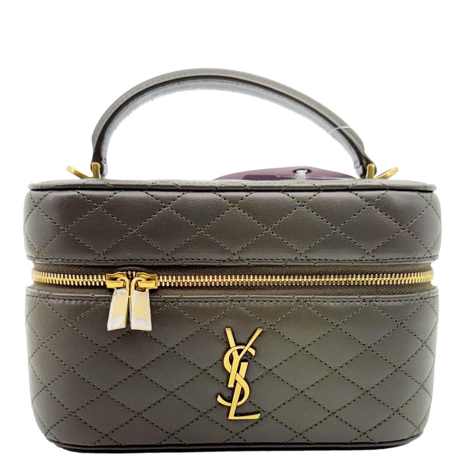 YVES SAINT LAURENT Gaby Vanity Quilted Leather Crossbody Bag Olive