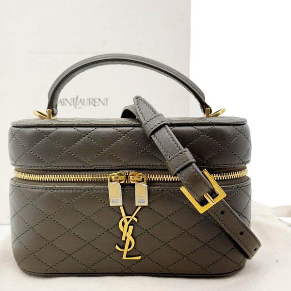 YVES SAINT LAURENT Gaby Vanity Quilted Leather Crossbody Bag Olive