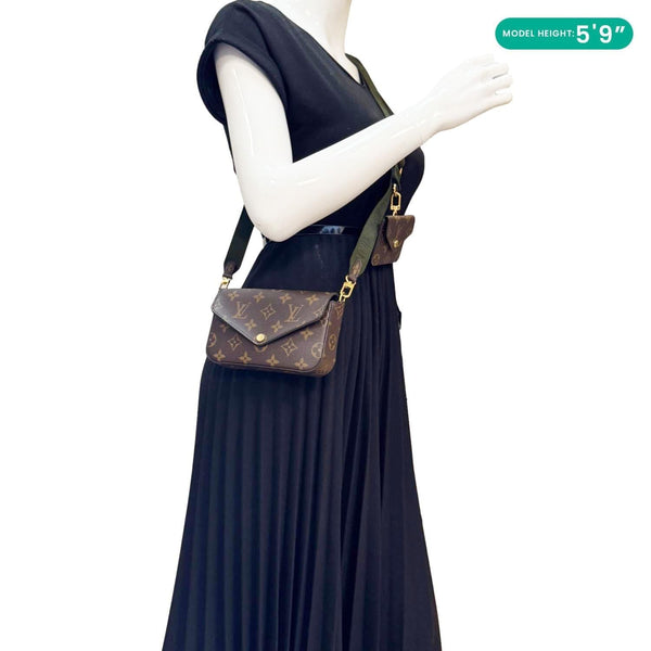 LOUIS VUITTON Felicie Strap & Go Monogram Canvas Crossbody Bag Brown