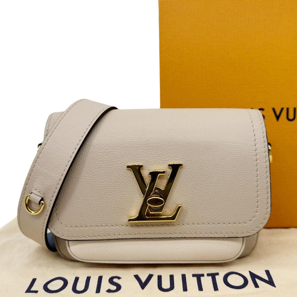 LOUIS VUITTON Lockme Tender Grained Calfskin Leather Shoulder Bag Greige