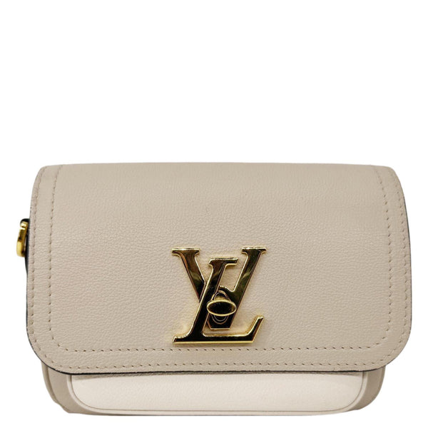 LOUIS VUITTON Lockme Tender Grained Calfskin Leather Shoulder Bag Greige