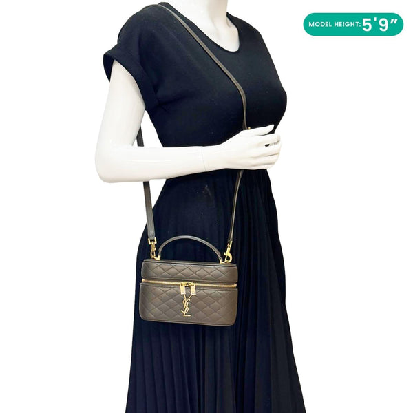 YVES SAINT LAURENT Gaby Vanity Quilted Leather Crossbody Bag Olive