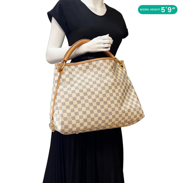 LOUIS VUITTON Artsy MM Damier Azur Hobo Bag White