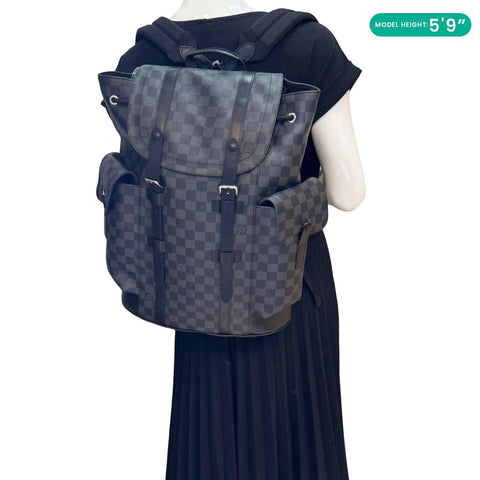 LOUIS VUITTON Christopher PM Damier Graphite Backpack Bag Black