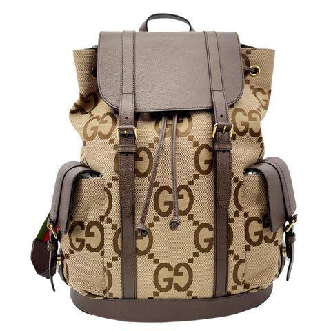 GUCCI Monogram Jumbo GG Canvas Backpack Brown 678829
