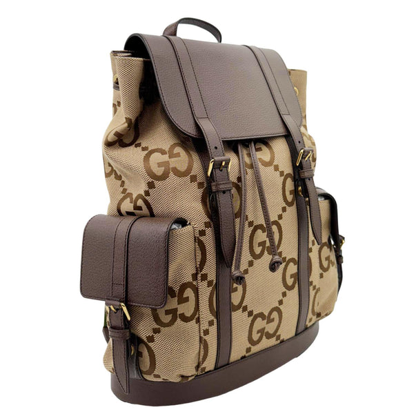 GUCCI Monogram Jumbo GG Canvas Backpack Brown 678829