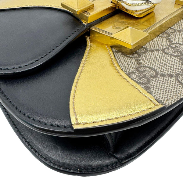 GUCCI Osiride Small GG Supreme Canvas Shoulder Bag Gold 500781