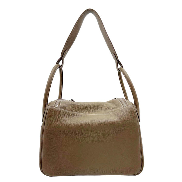 HERMES Lindy 30 Taurillon Clemence Leather Shoulder Bag Taupe