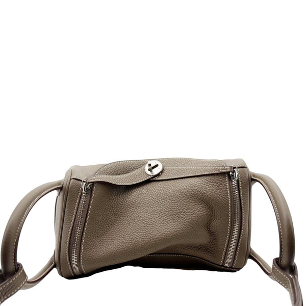 HERMES Lindy 30 Taurillon Clemence Leather Shoulder Bag Taupe