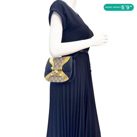 GUCCI Osiride Small GG Supreme Canvas Shoulder Bag Gold 500781