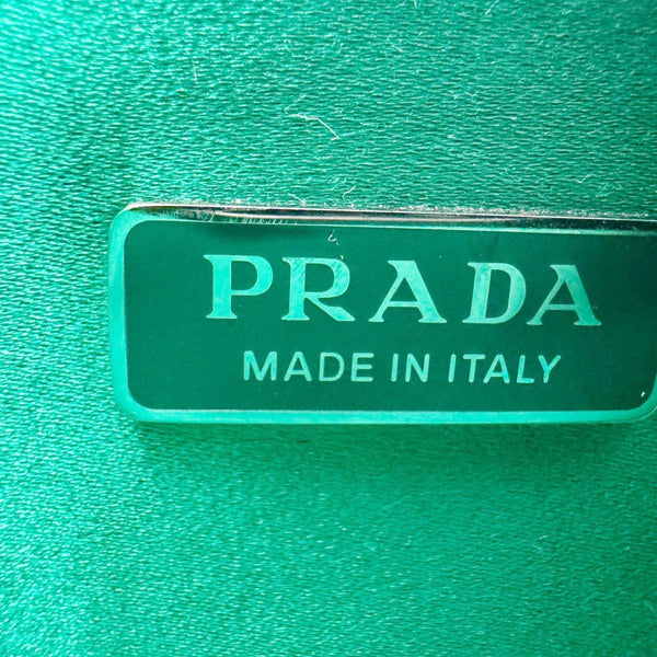 PRADA Cleo Cristal Embellished Satin Shoulder Bag Emerald Green