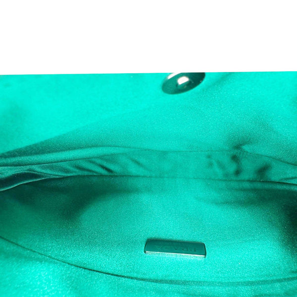 PRADA Cleo Cristal Embellished Satin Shoulder Bag Emerald Green