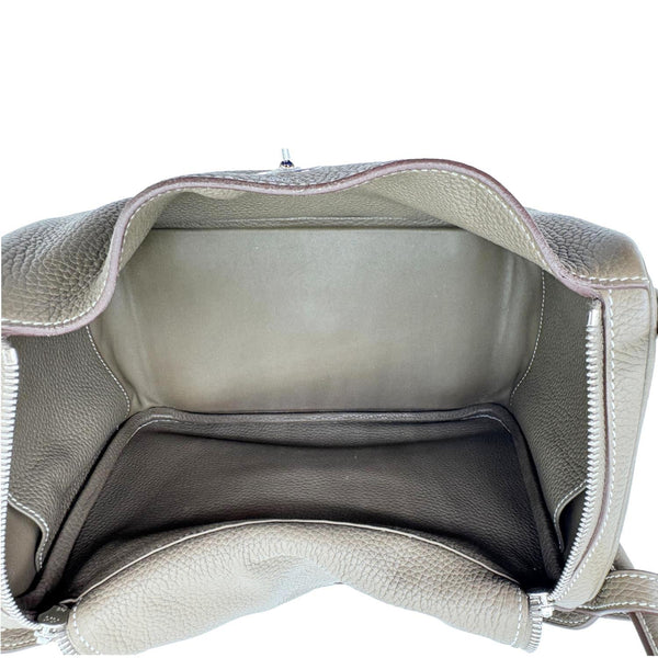HERMES Lindy 30 Taurillon Clemence Leather Shoulder Bag Taupe