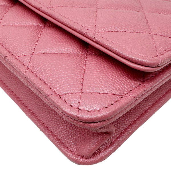 CHANEL Matelasse CC Quilted Caviar Leather WOC Crossbody Bag Pink