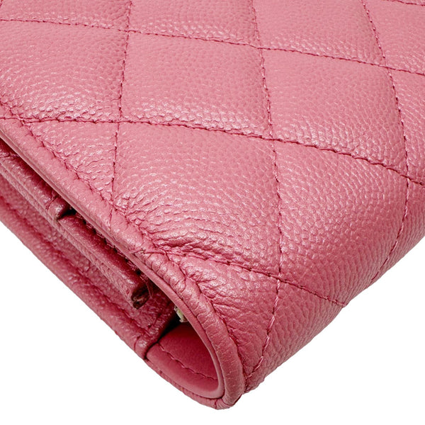 CHANEL Matelasse CC Quilted Caviar Leather WOC Crossbody Bag Pink