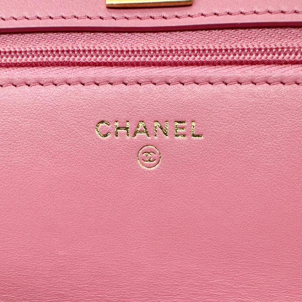 CHANEL Matelasse CC Quilted Caviar Leather WOC Crossbody Bag Pink