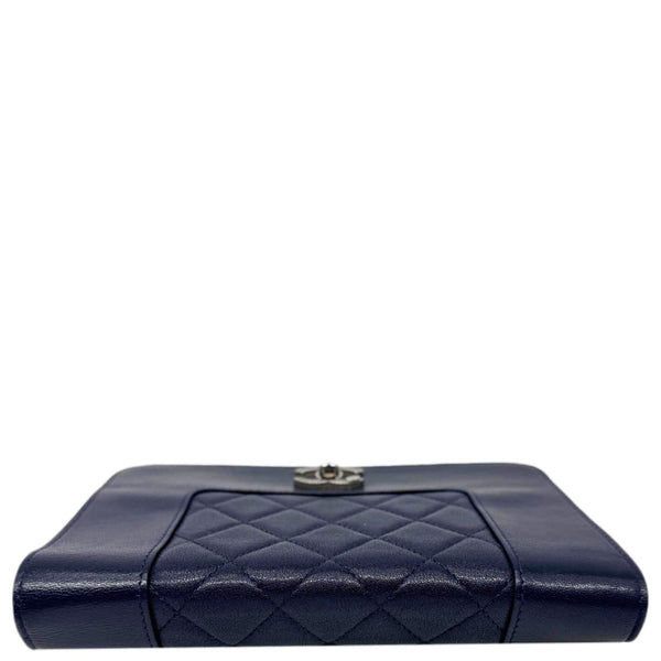CHANEL Mademoiselle Vintage Flap Quilted Sheepskin Crossbody Bag Navy Blue
