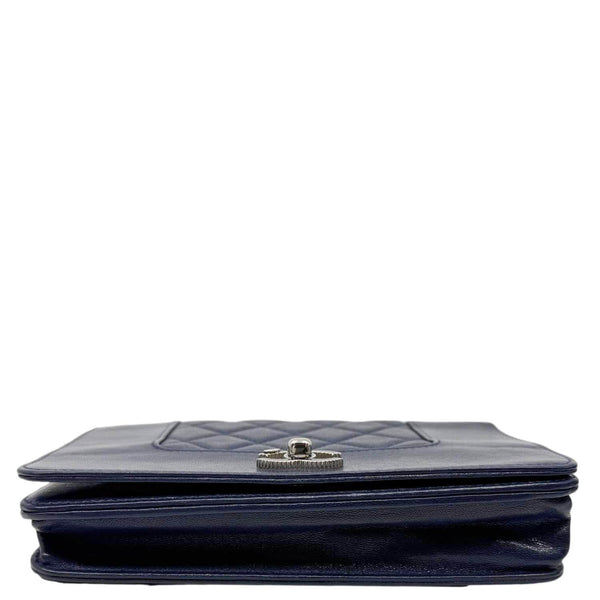 CHANEL Mademoiselle Vintage Flap Quilted Sheepskin Crossbody Bag Navy Blue