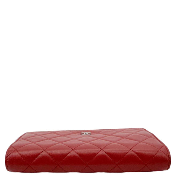 CHANEL Classic Flap Quilted Leather Wallet On Chain Red