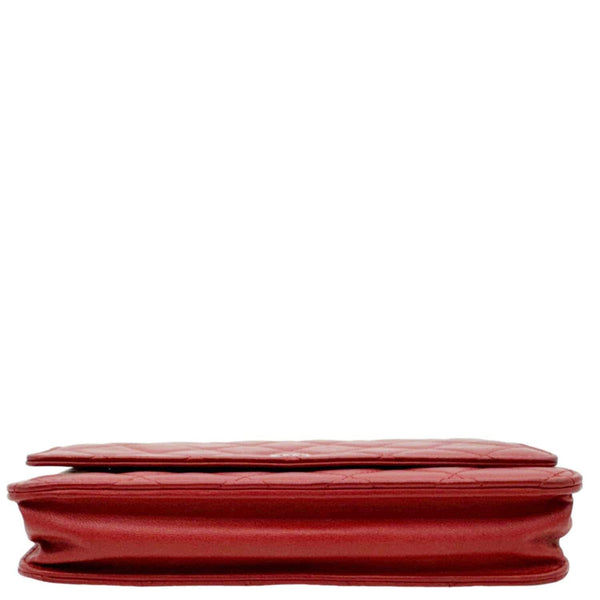 CHANEL Classic Flap Quilted Leather Wallet On Chain Red