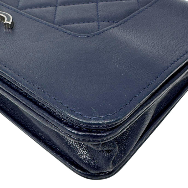 CHANEL Mademoiselle Vintage Flap Quilted Sheepskin Crossbody Bag Navy Blue