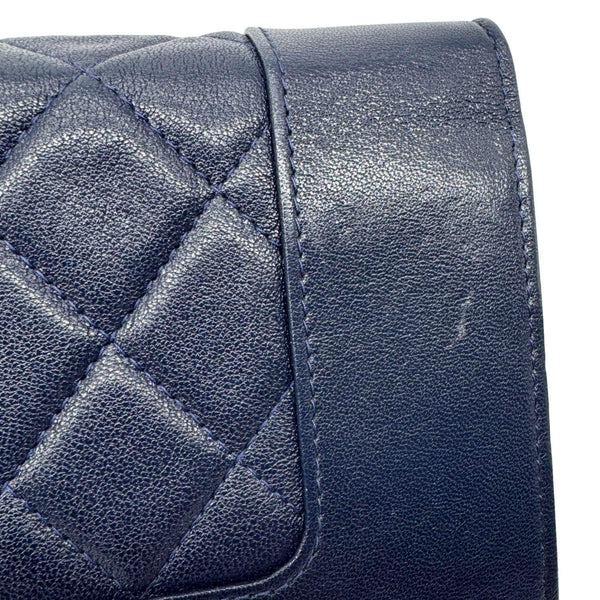 CHANEL Mademoiselle Vintage Flap Quilted Sheepskin Crossbody Bag Navy Blue