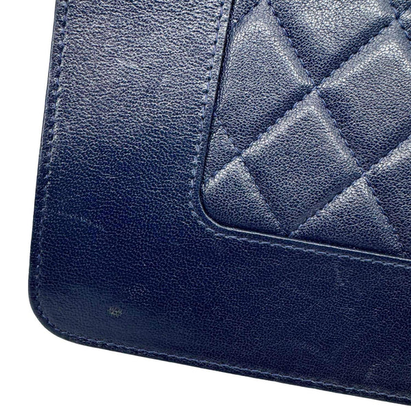CHANEL Mademoiselle Vintage Flap Quilted Sheepskin Crossbody Bag Navy Blue