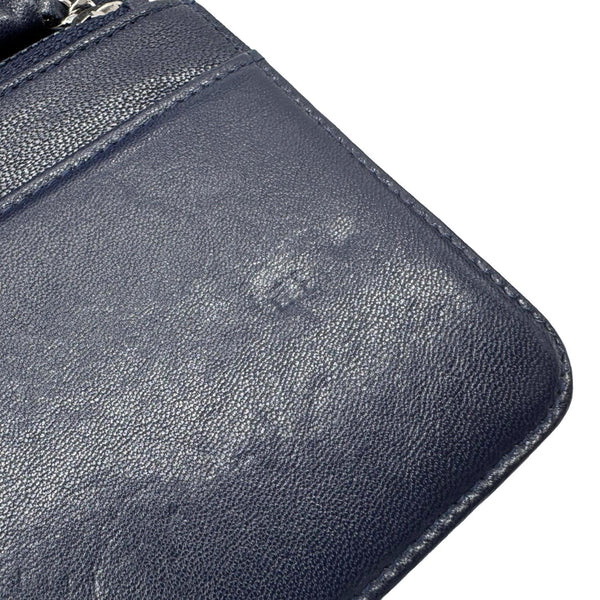 CHANEL Mademoiselle Vintage Flap Quilted Sheepskin Crossbody Bag Navy Blue