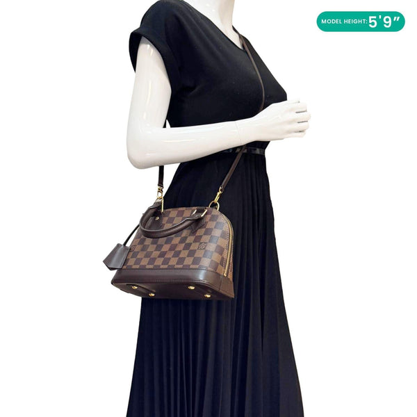 Louis Vuitton Alma BB Damier Ebene Satchel Shoulder Bag Brown
