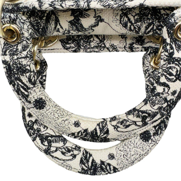 CHRISTIAN DIOR Lady D-Lite Medium Embroidered Zodiac Toile De Jouy Shoulder Bag White