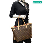 LOUIS VUITTON Neverfull MM NM Monogram Canvas Tote Bag Brown