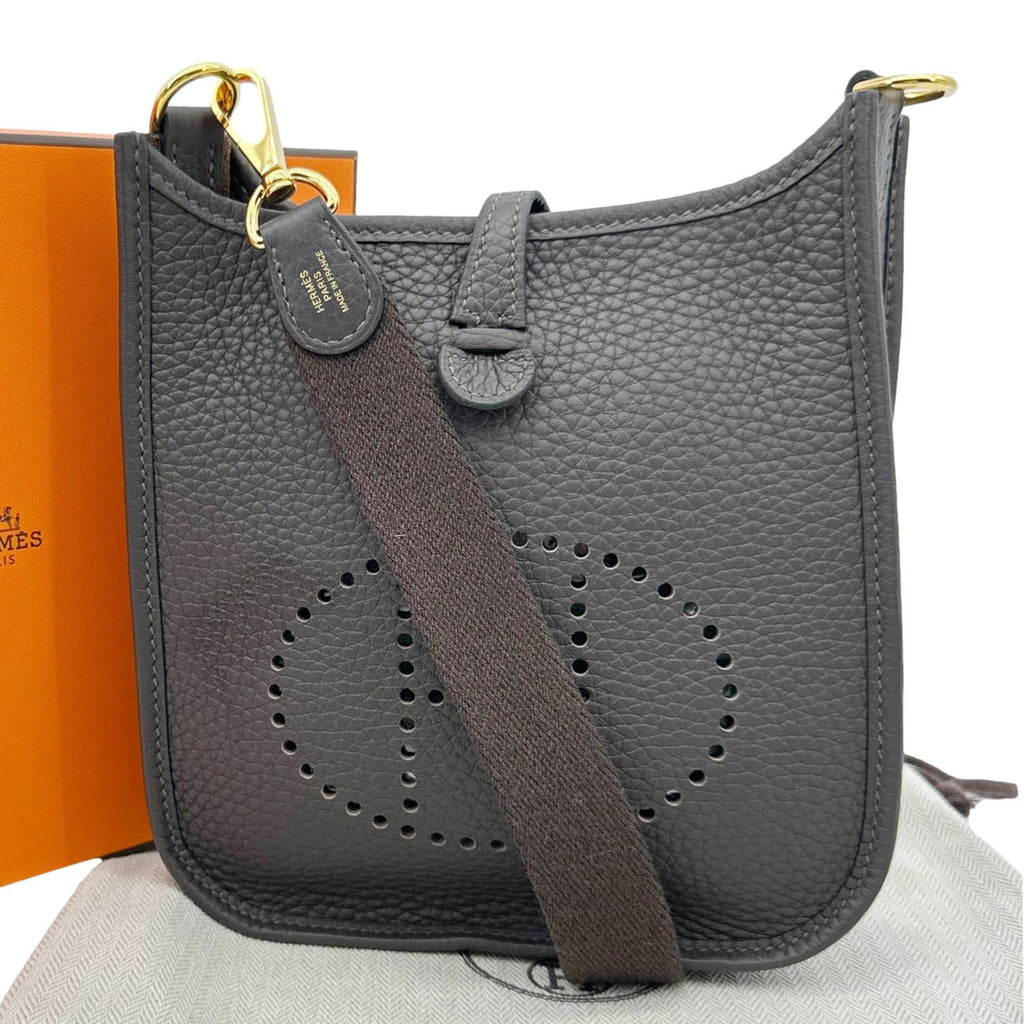 HERMES Evelyne TPM 16 Amazone Clemence Leather Crossbody Bag Dark Brow
