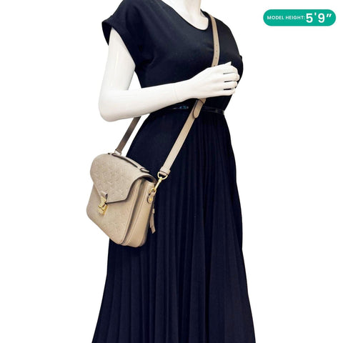 LOUIS VUITTON Metis Pochette Empreinte Leather Crossbody Bag Beige