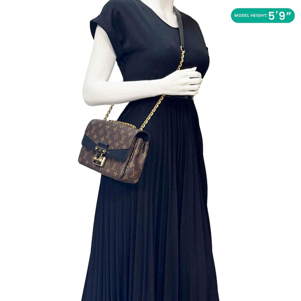 LOUIS VUITTON Marceau Monogram Canvas Chain Shoulder Bag Black