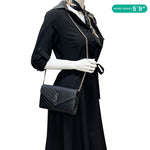 YVES SAINT LAURENT Cassandra Matelasse Grain De Poudre Chain Wallet Black