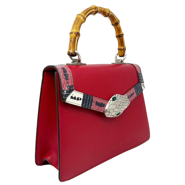 GUCCI Lilith Bamboo Leather Top Handle Shoulder Bag Red 453751