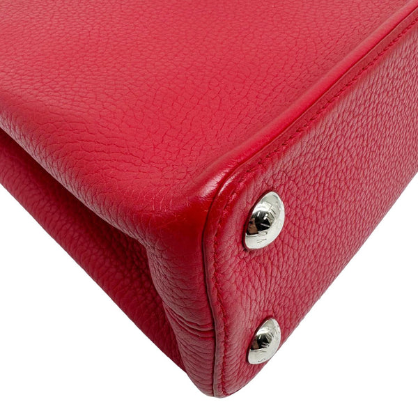 LOUIS VUITTON Capucines BB Python Handle Leather Satchel Bag Red