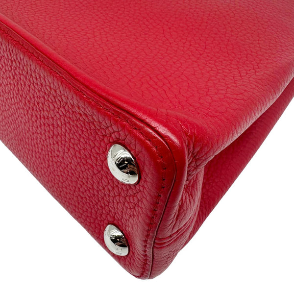 LOUIS VUITTON Capucines BB Python Handle Leather Satchel Bag Red