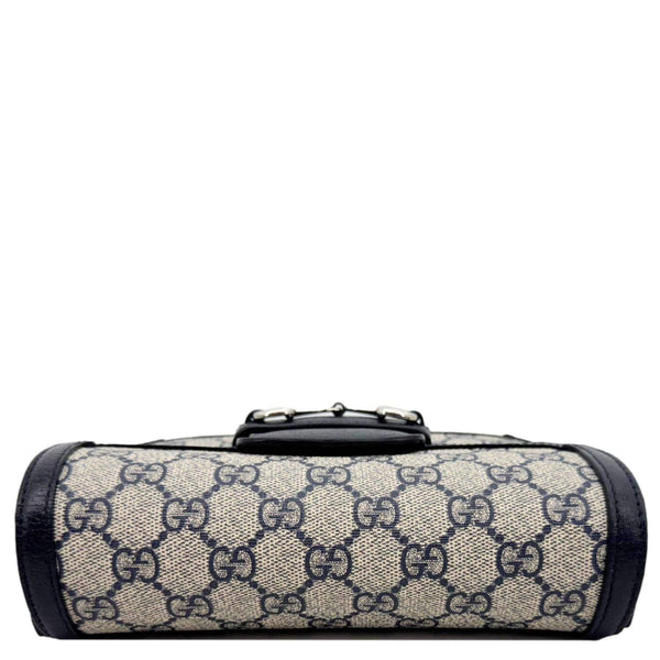 GUCCI Horsebit 1955 Flap Mini Dollar GG Supreme Canvas Shoulder Bag Navy Blue 658574