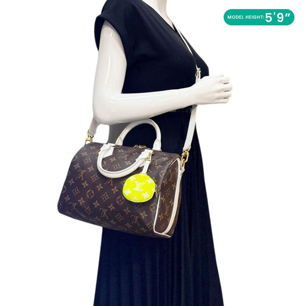 LOUIS VUITTON Speedy 25 Bandouliere LV Match Monogram Canvas Satchel Bag White