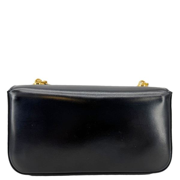 CELINE Triomphe Claude Shiny Leather Chain Shoulder Bag Black