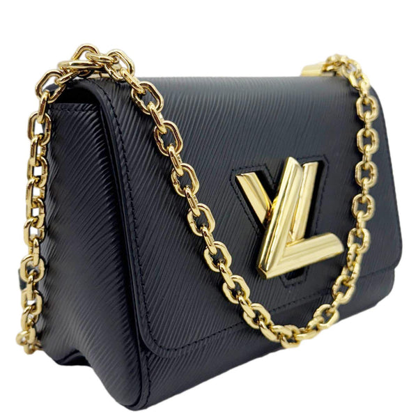 LOUIS VUITTON LV Twist MM Epi Leather Chain Shoulder Bag Black